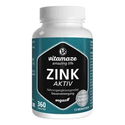 vitamaze Zink Aktiv 25 Mg Hochdosiert Vegan Tabletten – Produktbild 1 von 1
