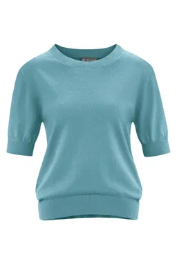 HempAge Hempage Damen vegan Kurzarm Strickpullover Wave In Blau – Produktbild 1 von 1