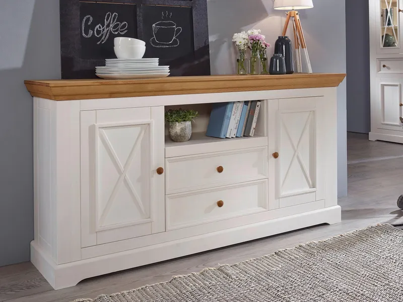 allnatura Sideboard "Molina", Kiefer weiß-gewachst, – Produktbild 2 von 2