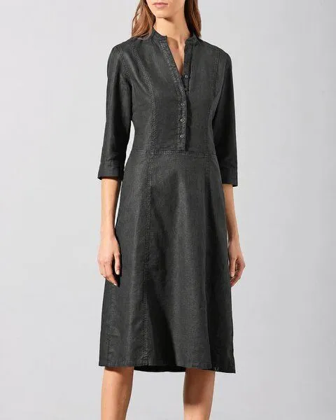 HempAge HempAge Modernes Hemdblusenkleid Hanf/Biobaumwolle, Black (schwarz), – Produktbild 2 von 4