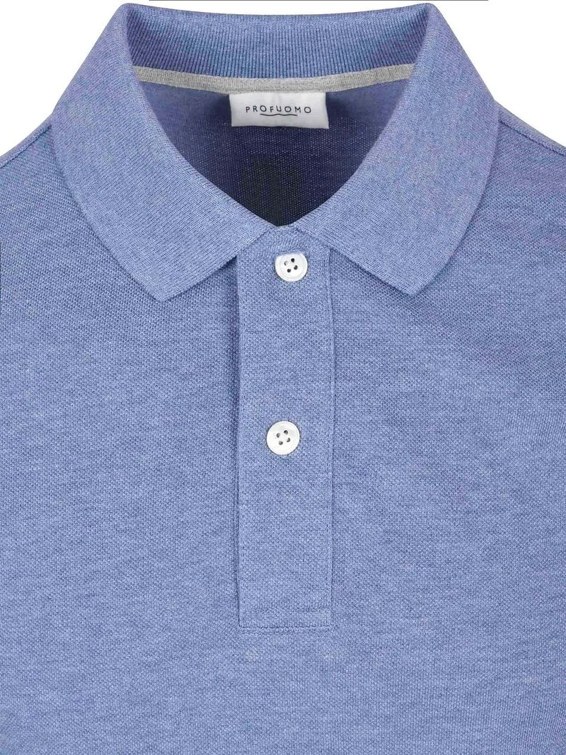 Profuomo Profuomo Piqué Poloshirt Melange Blau, Blau, – Produktbild 3 von 4