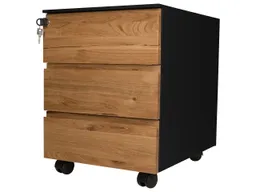 Memo Rollcontainer "CONTACT" 3 SL, soft close, Eiche geölt, B42xT53,3xH55 cm, schwarz – Produktbild 1 von 1