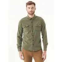 ORGANICATION ORGANICATION Hemd aus TENCEL Lyocell und Bio-Baumwolle, Grün(military olive), – Produktbild 1 von 1