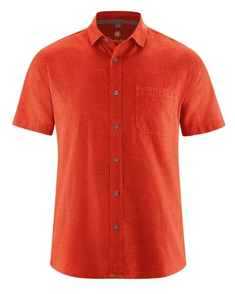 HempAge HempAge Herren Hemd Kurzhemd Hanf/Biobaumwolle, Brick (orange), – Produktbild 2 von 4