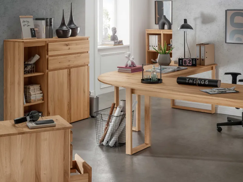 allnatura Highboard "Rivana" | 2-türig mit Schubladen, Naturholz, – Produktbild 2 von 2