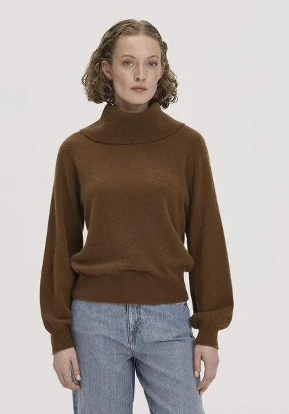 hessnatur hessnatur Strick-Pullover Relaxed aus Cashmere mit Recyclinganteil, Bernsteinbraun, – Produktbild 1 von 4