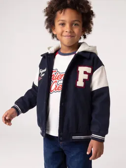 Vertbaudet Vertbaudet Jungen Collegejacke mit abnehmbarer Kapuze Wollmix – Produktbild 1 von 1