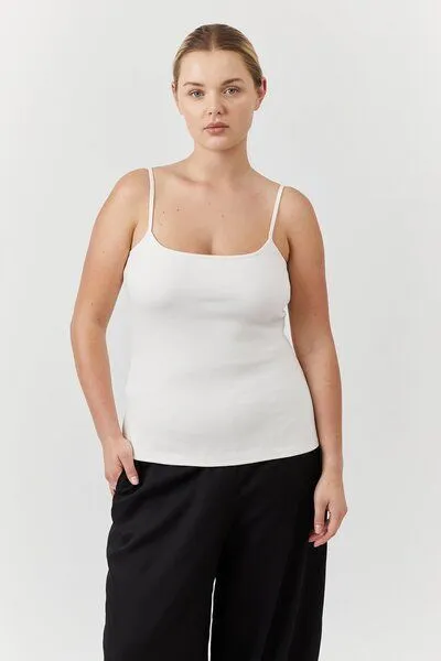 The Slow Label The Slow Label Hochwertiges Tank Top aus festem Baumwollstoff, Ecru, – Produktbild 1 von 4