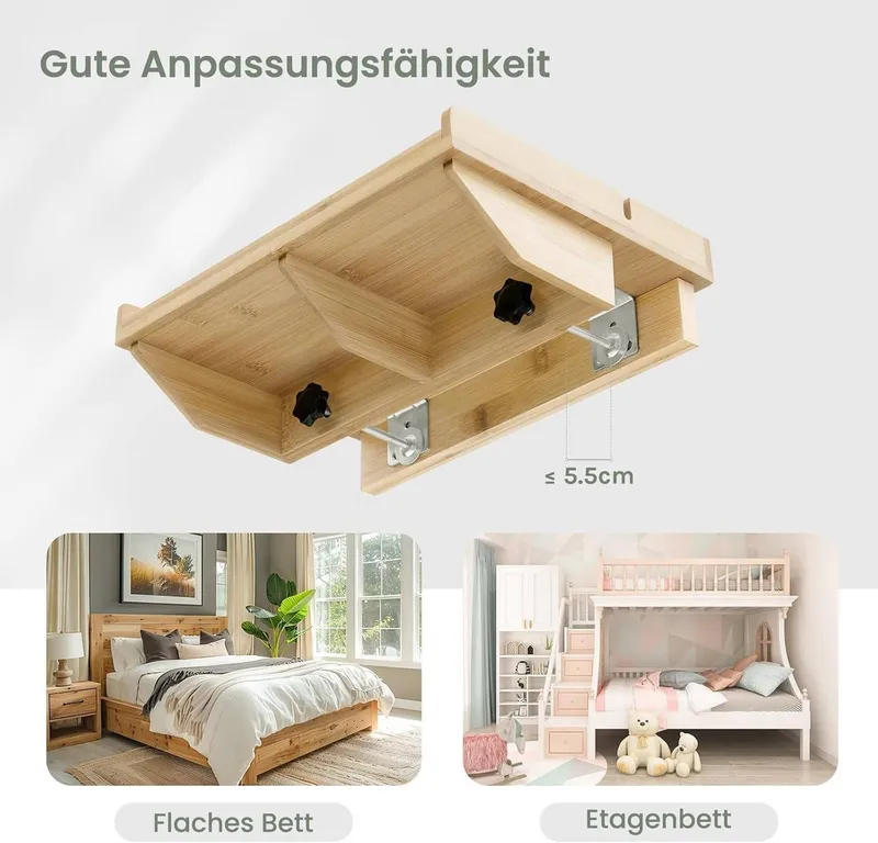 EUGAD Nachttisch (1-St), Bettablage zum Einhängen, für Hochbett Etagenbett, Beige, – Produktbild 1 von 5