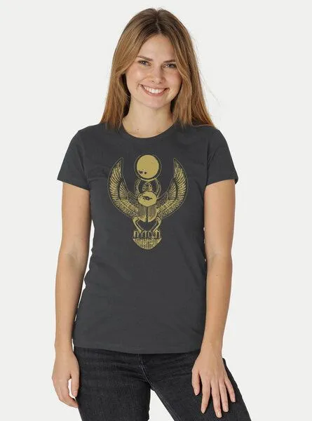 Peaces.bio - handbedruckte Biomode Peaces.bio - handbedruckte Biomode Damen Fit T-Shirt Cheper, Graphitgrau, – Produktbild 2 von 2