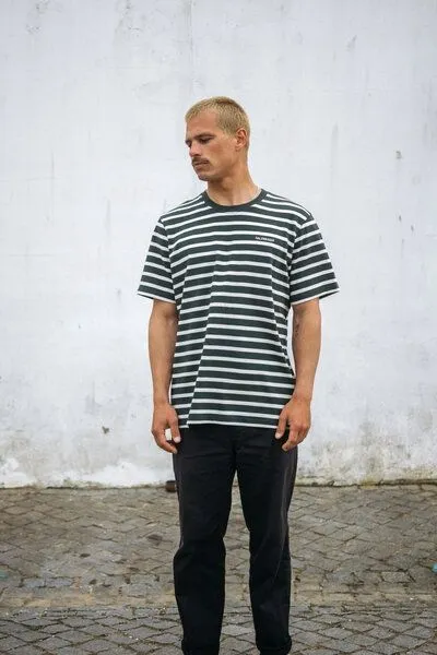 SALZWASSER SALZWASSER JASPER – Heavy T-Shirt (Herren/Unisex) aus 100% Bio-Baumwolle (GOTS), Grün (gestreift), – Produktbild 3 von 4