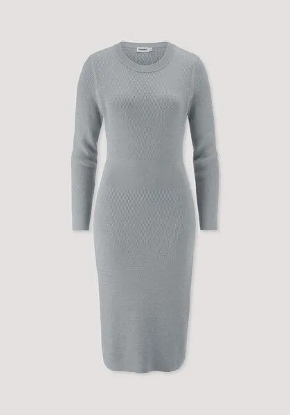 hessnatur hessnatur Strick Kleid Regular aus Bio-Baumwolle mit Bio-Merinowolle, Nebelblau, – Produktbild 4 von 4