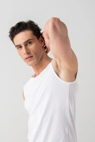 Burnell & Son Burnell & Son Unterhemd Herren 3er Pack Ärmellos mit Rundhals - Feinripp Extra Lang, Slim Fit, Weiss, – Produktbild 3 von 3