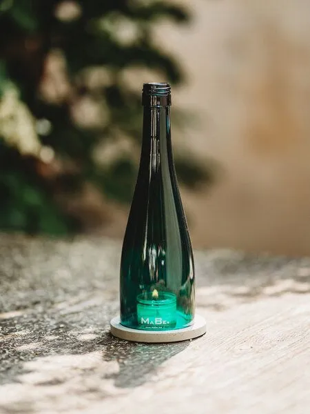 MaBe MaBe Wein Windlicht passend für jeden Tisch, Sideboard, Tresen - egal ob innen oder außen, Petrol, – Produktbild 1 von 4