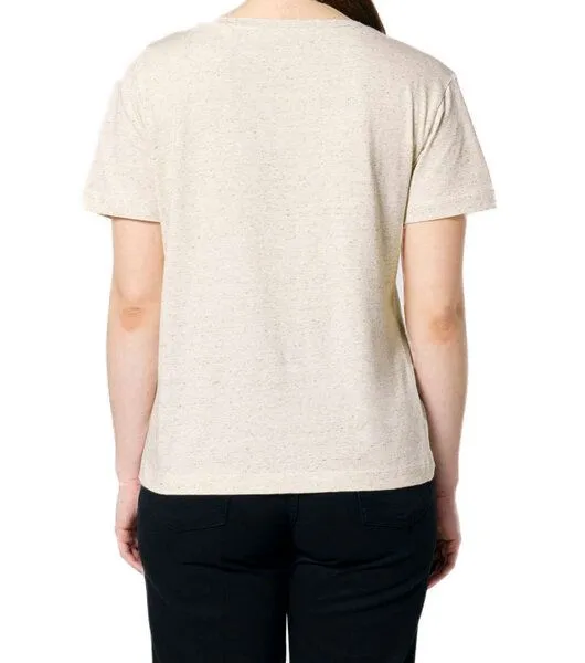 YTWOO YTWOO Damen-Scoop-Neck-T-Shirt aus Bio-Baumwolle, Beige meliert, – Produktbild 1 von 4