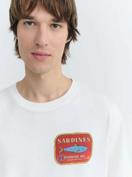 thinking mu thinking mu Herren T-Shirt - Aaron - aus Bio-Baumwolle, Sardines (weiß), – Produktbild 3 von 3