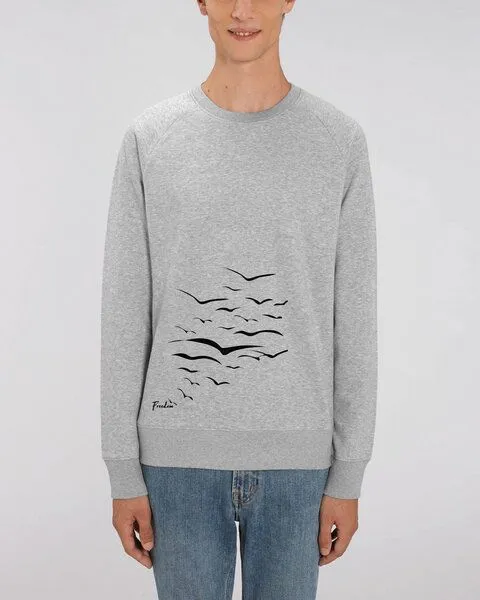 Human Family Human Family Bio Herren Sweatshirt "Practice - Free Birds" in 5 Farben, Grau-meliert, – Produktbild 1 von 3
