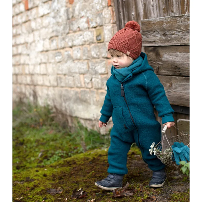 Pure Pure Pure Pure Wollwalk-Overall mit Kapuze und Klappbündchen, Tuerkis, – Produktbild 1 von 3