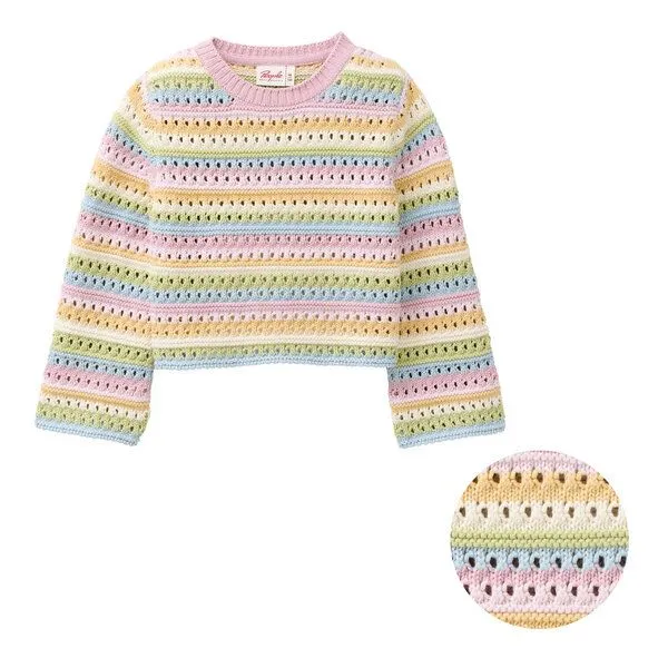 People Wear Organic People Wear Organic Strick-Pullover, hell-bunt geringelt, Bio-Baumwolle – Produktbild 1 von 4
