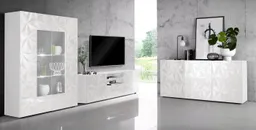 Home affaire Vitrine Prisma Höhe 166 cm, Breite 121 cm, Stauraumvitrine mit 2 Türen, Standvitrine - Front mit elegantem Siebdruck, grifflos, viel Stauraum – Produktbild 1 von 1