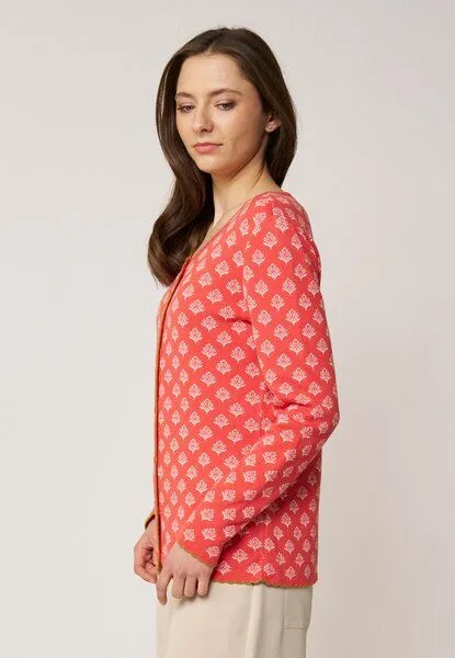 LANA Organic LANA Organic Strickjacke Jaquardmuster für Damen, Modell Lena, Anabel coral, – Produktbild 3 von 4