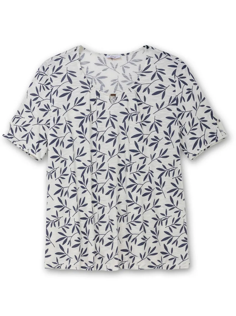 sheego Kurzarmshirt ecru-gemustert, Ecru-gemustert, – Produktbild 1 von 2