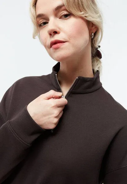 Givn Berlin Givn Berlin Zip Sweater GBMAGDA aus Bio-Baumwolle, Coffee brown, – Produktbild 4 von 4