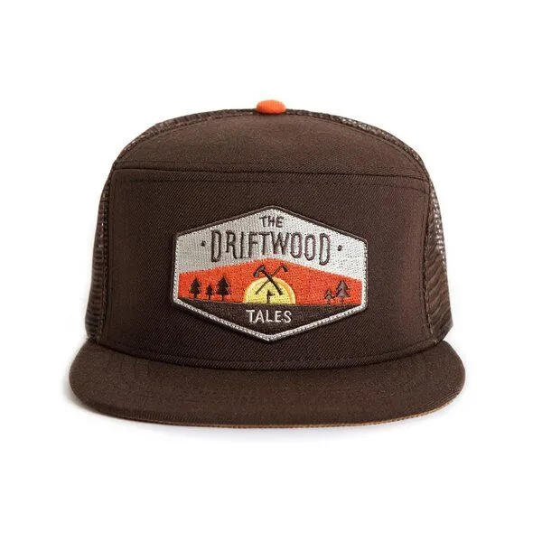 The Driftwood Tales The Driftwood Tales Dunkelbraune Trucker Cap mit orangefarbenem Verstellgurt und Driftwood-Emblem, Dunkelbraun, – Produktbild 2 von 3