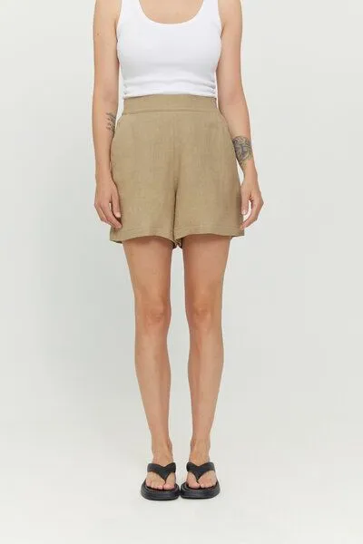 Mazine Mazine Kurze Hose - Pinki Shorts - aus Leinen, Braun (sandy olive), – Produktbild 1 von 4