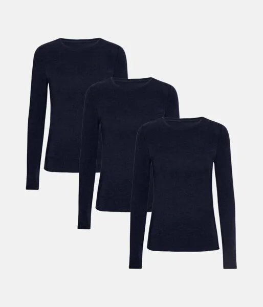 Copenhagen Bamboo 3er-Pack navy bambus langarm t-shirt – Produktbild 1 von 1