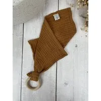 Stoffretter Windelarsch Zwirn Stoffretter - Windelarsch & Zwirn Stoffretter Schnuff - Baby Musselin Schnuffeltuch mit Greifring, Rost (braun), – Produktbild 1 von 1