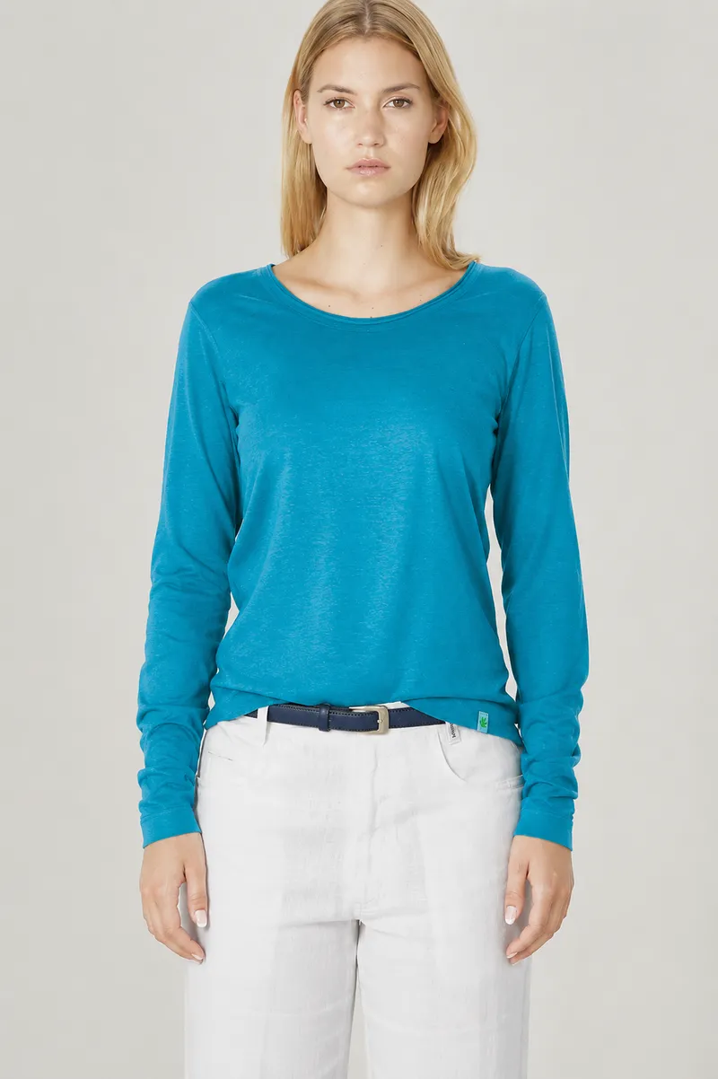 HempAge HempAge Damen vegan Langarmshirt Lagoon Blau, Blau, – Produktbild 2 von 2