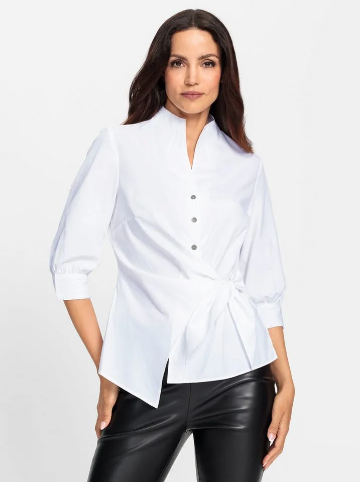heine heine Klassische Bluse Wickelbluse 3/4-Arm, Weiß, – Produktbild 1 von 3