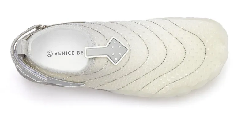 VENICE BEACH VENICE BEACH Badelatsche, Badeschuhe, Badeschlappe, Barfußschuh, leichter Slipper Aquaschuh Wasserschuh schnelltrocknend mit flexibler Sohle Unisex VEGAN, Grau|weiß, – Produktbild 4 von 5