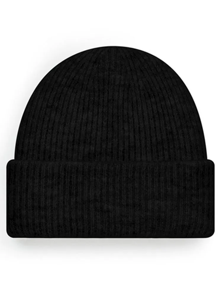 Beechfield Beechfield Beanie Bequeme Damen Strickmütze / Wintermütze / Mütze / Beanie Doppellagiger Strick, Schwarz, – Produktbild 2 von 3