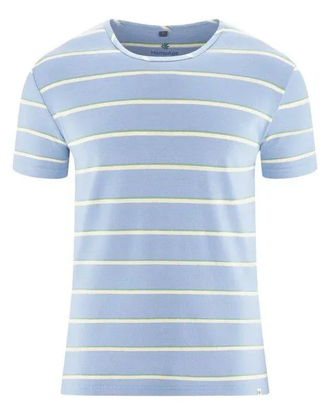 HempAge HempAge gestreiftes Hanf T-Shirt, Water (blau), – Produktbild 1 von 4