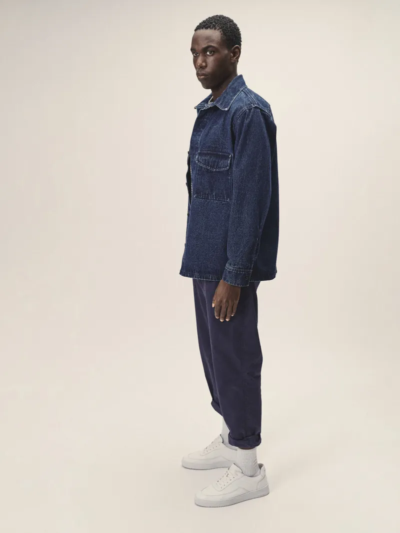 WOTE WOTE Herren vegan Denim Overshirt Indigo, Dunkelblau, – Produktbild 1 von 2