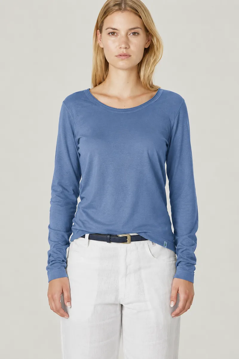 HempAge Hempage Damen vegan Langarm T-Shirt Blueberry, Blau, – Produktbild 2 von 2