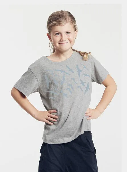 Peaces.bio - handbedruckte Biomode Peaces.bio - handbedruckte Biomode Bio-Kinder T-Shirt Möwen, Hellgrau, – Produktbild 1 von 2