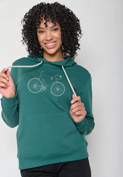 GreenBomb GREENBOMB Bike Classic Chipper - Bequemer Hoodie aus Bio-Baumwolle / hochwertiger Print / GOTS / Fair & Vegan, Grün (jungle green), – Produktbild 1 von 4