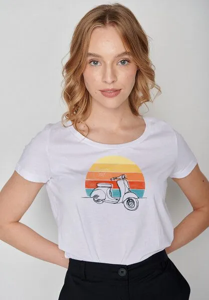 GreenBomb GREENBOMB Lifestyle Scooter Loves - Lässiges T-Shirt aus Bio-Baumwolle / hochwertiger Print / Fair & Vegan, Weiß (white), – Produktbild 1 von 4