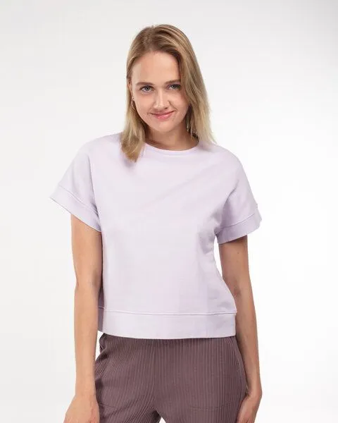 Alma & Lovis Alma & Lovis Kurzarmsweat aus Bio-Baumwolle | Cosy Shirt, Lilac (lila), – Produktbild 2 von 4