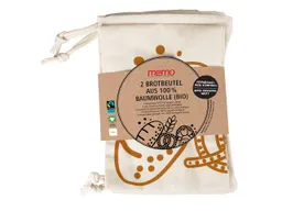Memo 2er-Pack memo Bio-Brotbeutel 35 x 40 cm, natur – Produktbild 1 von 1