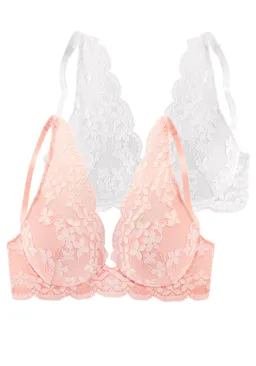 petite fleur by Lascana Push-up-BH apricot + weiß – Produktbild 1 von 1