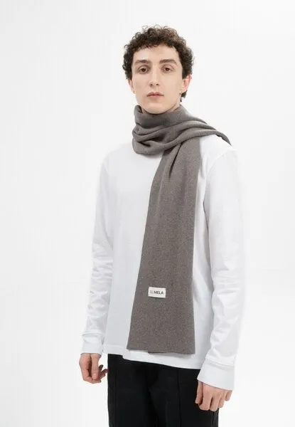 MELA MELA Jacquard Strick Schal Style ASMEE aus 100% Bio-Baumwolle, Bear melange, – Produktbild 3 von 4