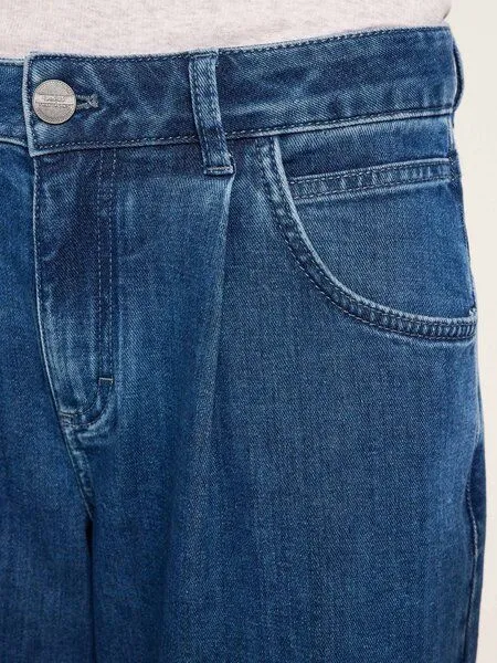 LANIUS LANIUS Marlenejeans mit Bundfalte aus Bio-Baumwolle, Mid blue denim, – Produktbild 4 von 8