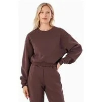 ORGANICATION ORGANICATION SILLIVIA | Essentials Crop-Sweatshirt aus Bio-Baumwolle und recyceltem Polyester, Bitter chocolate, – Produktbild 1 von 1