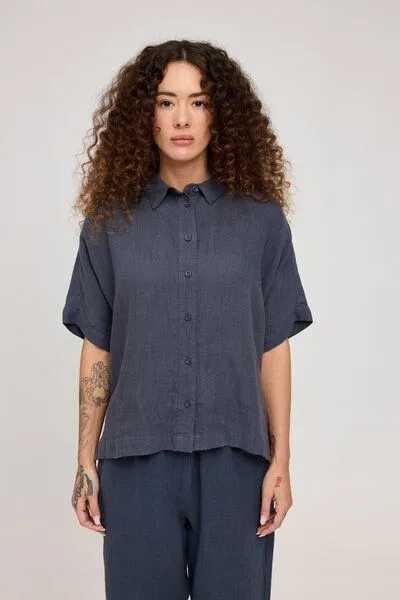 Mazine Mazine Kurzarm-Bluse, Ink blue, – Produktbild 1 von 4