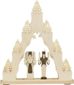 Weigla® Holzkunst Weigla® Holzkunst Moderne LED- Lichterspitze 7 flg. "Engel und Bergmann" NEU 2024 – Produktbild 1 von 1