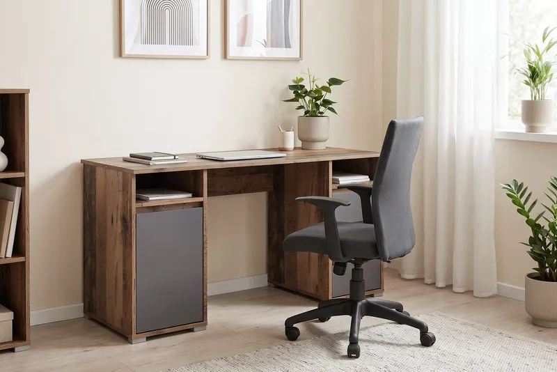 OTTO home Schreibtisch Leeds, Breite 138 cm, Computertisch mit Schubladen, im modernen Design, Braun, – Produktbild 2 von 5